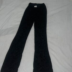 Black faded mesh detailed flared pants